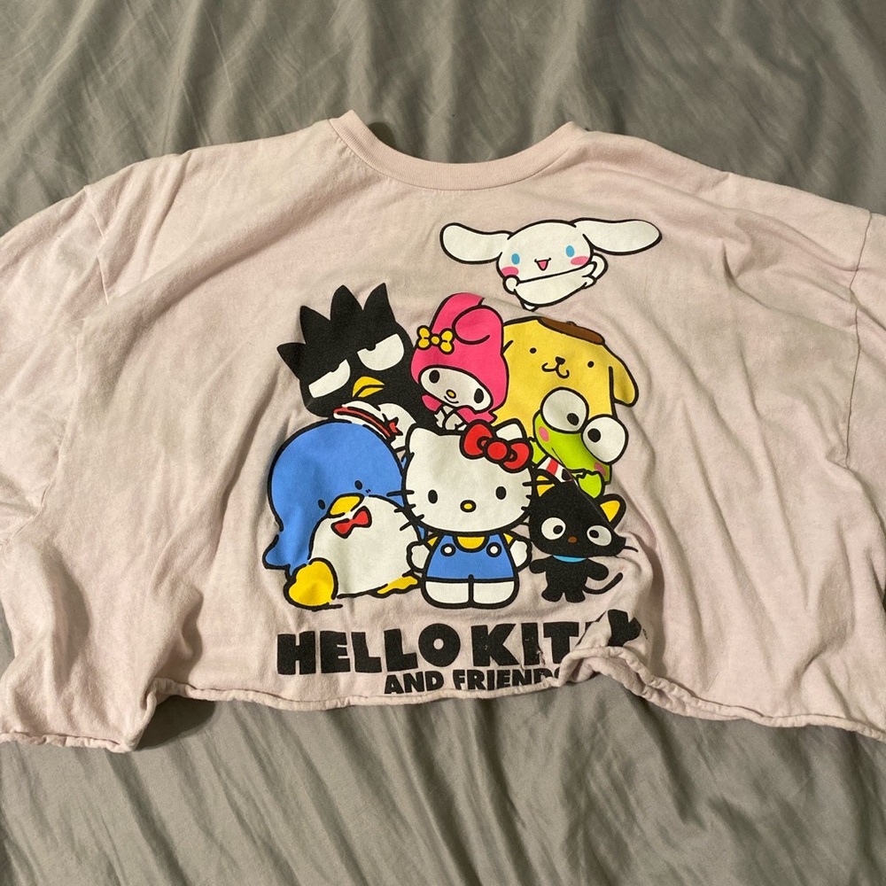 cropped sanrio hello kitty and friends t-shirt
